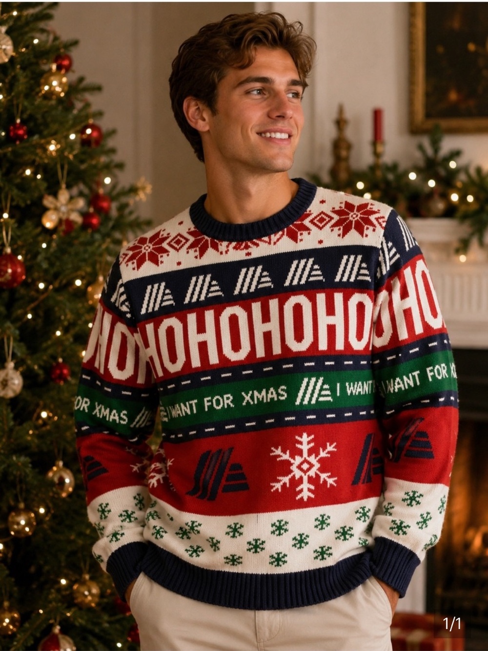NWT Aldi Gear Holiday Festive Crewneck Sweater HoHoHo Unisex Men’s Size Large
